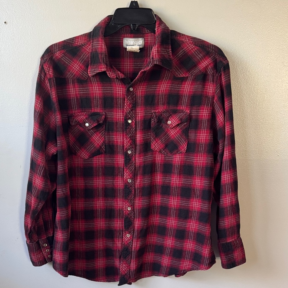 Lot of 2 Wrangler 2XL Men's Casual Red and Black Checkered Shirt